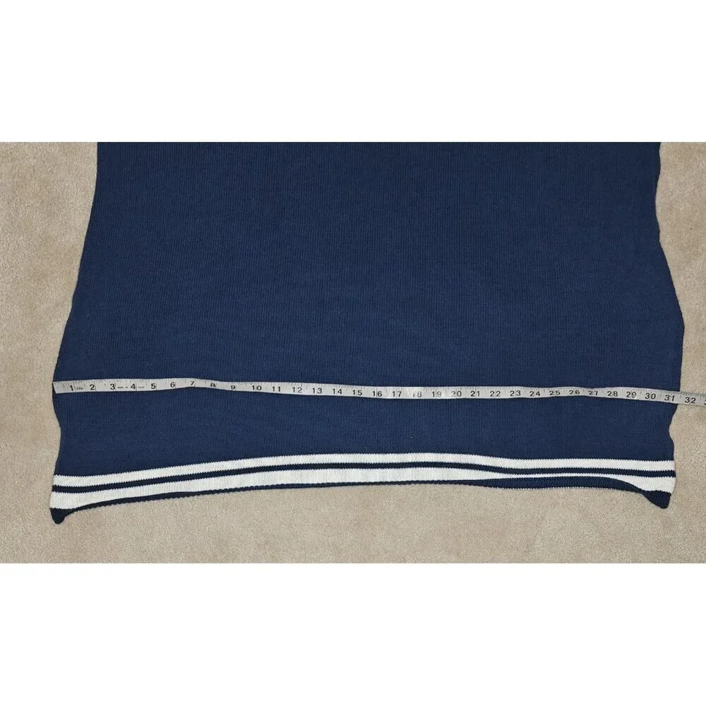Blue White Striped Knit Baby Blanket 27x31